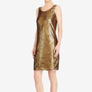 Ralph Lauren Gold/Copper Sequin Cocktail Dress size 12